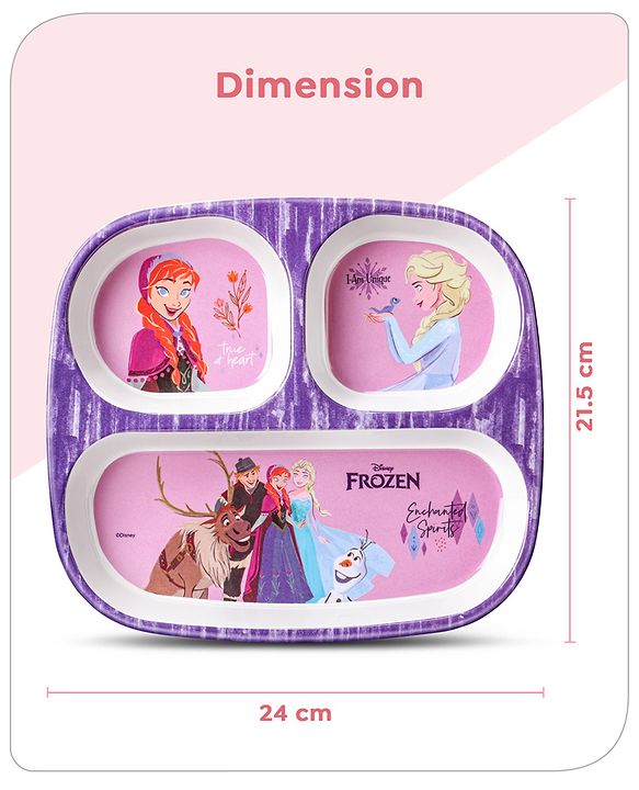 Babyhug Disney Frozen 3 Section Rectangular Melamine Plate - Multicolor