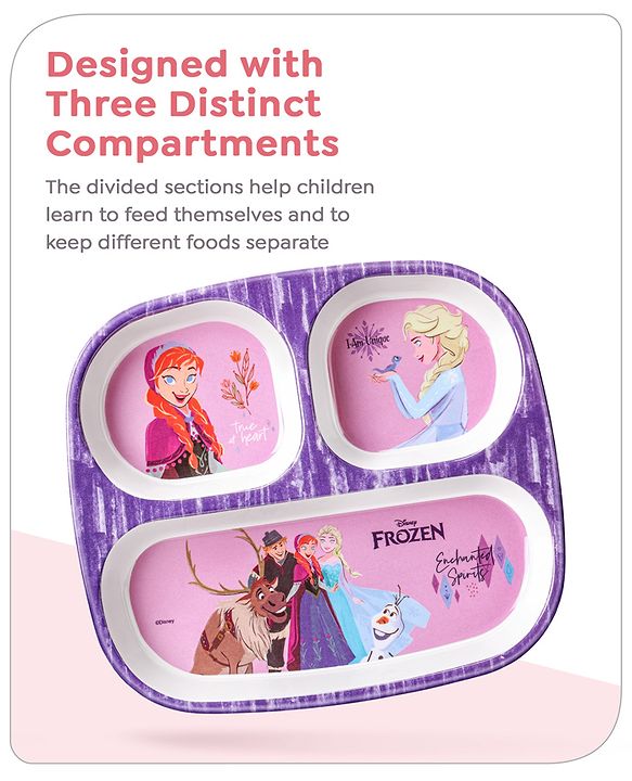 Babyhug Disney Frozen 3 Section Rectangular Melamine Plate - Multicolor
