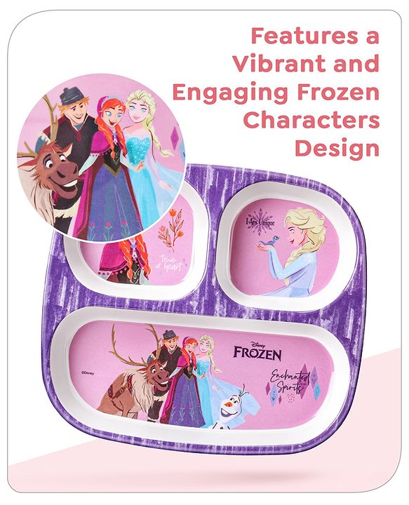 Babyhug Disney Frozen 3 Section Rectangular Melamine Plate - Multicolor