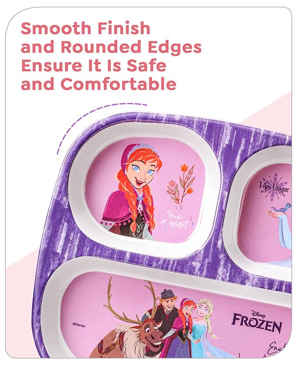 Babyhug Disney Frozen 3 Section Rectangular Melamine Plate - Multicolor