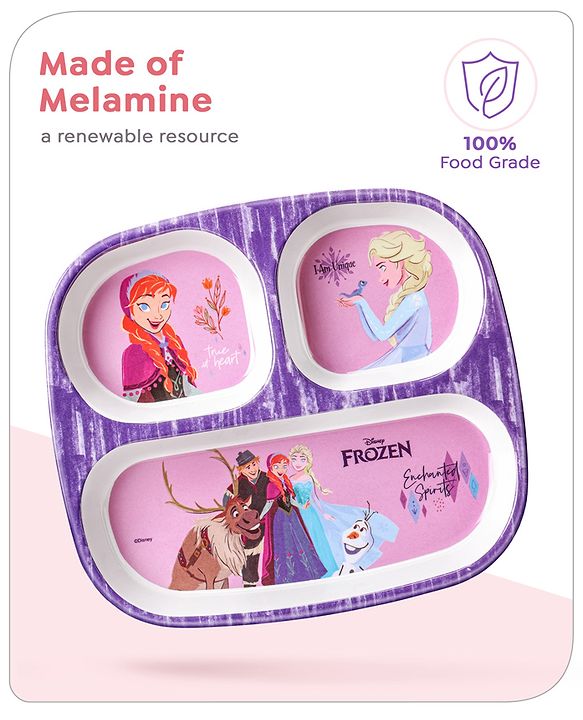 Babyhug Disney Frozen 3 Section Rectangular Melamine Plate - Multicolor