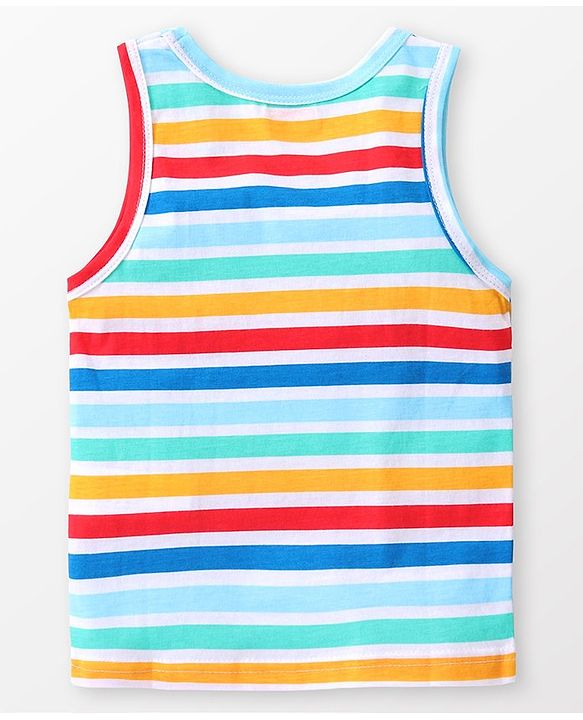 Babyhug 100% Cotton Knit Sleeveless Jungle Safari Printed Sando Pack of 3 - Multicolour