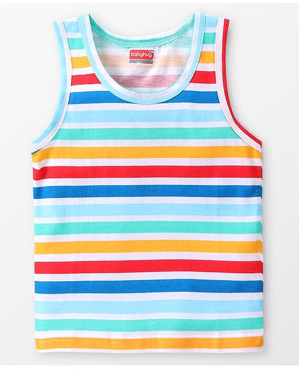 Babyhug 100% Cotton Knit Sleeveless Jungle Safari Printed Sando Pack of 3 - Multicolour