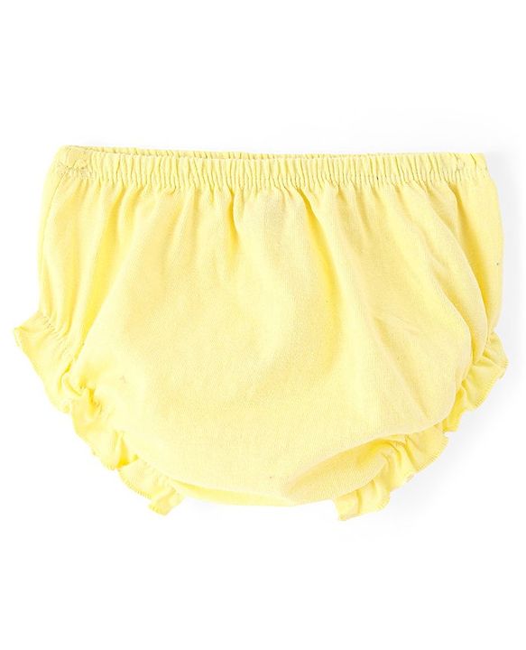 Babyhug Single Jersey Knit Half Sleeves Star Printed Frock with Bloomer - Yellow