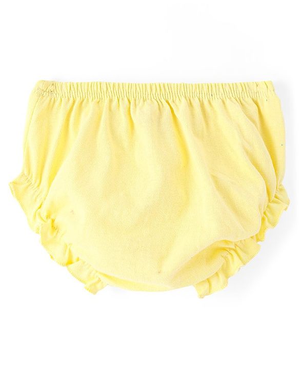 Babyhug Single Jersey Knit Half Sleeves Star Printed Frock with Bloomer - Yellow