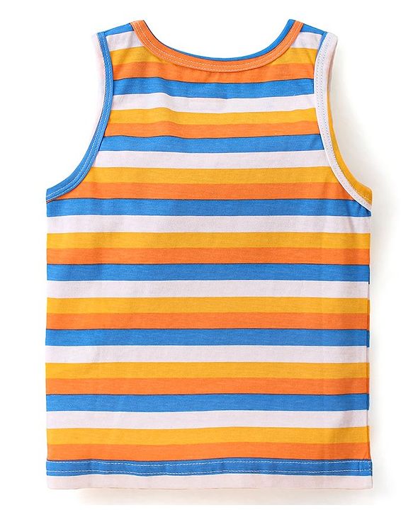 Babyhug 100% Cotton Knit Sleeveless Vests with Animal Print & Stripes Pattern Pack of 3 - Multicolor