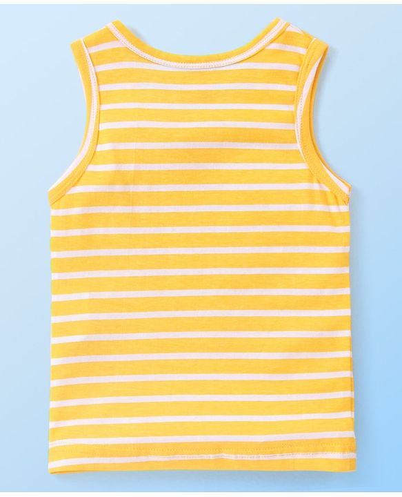 Babyhug 100% Cotton Knit Sleeveless Vests with Striped & Vehicle Print Pack of 3 - Multicolor