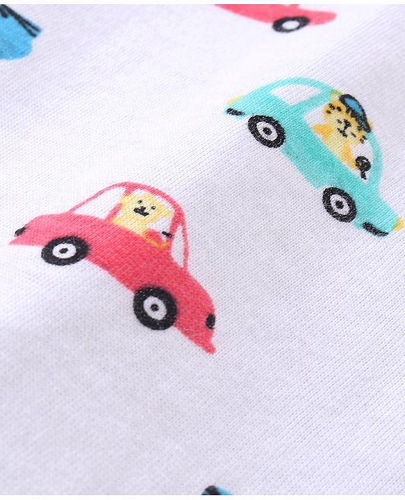 Babyhug 100% Cotton Knit Sleeveless Vests with Striped & Vehicle Print Pack of 3 - Multicolor