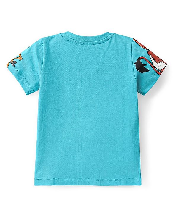 Babyhug Cotton Knit Half Sleeves T-Shirt & Shorts Set With The Lion King Graphics - Blue