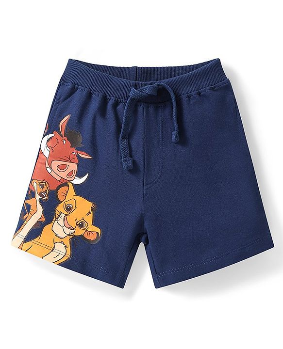 Babyhug Cotton Knit Half Sleeves T-Shirt & Shorts Set With The Lion King Graphics - Blue