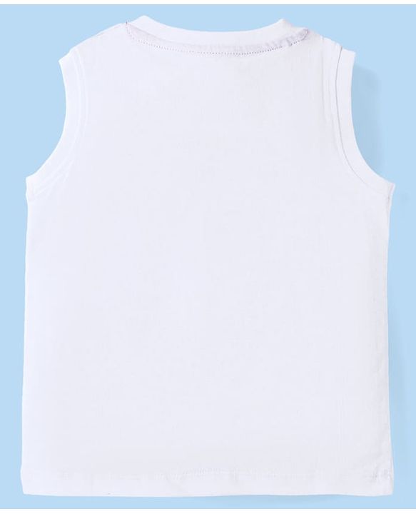 Babyhug Disney Cotton Knit Sleeveless T-Shirt & Shorts Set With Mickey Mouse Graphics - White & Red