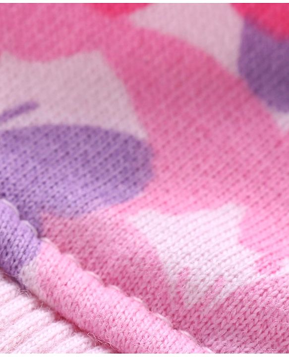 Babyhug Full Sleeves Front-Open Sweatjacket With Hood & Butterfly Graphics - Pink