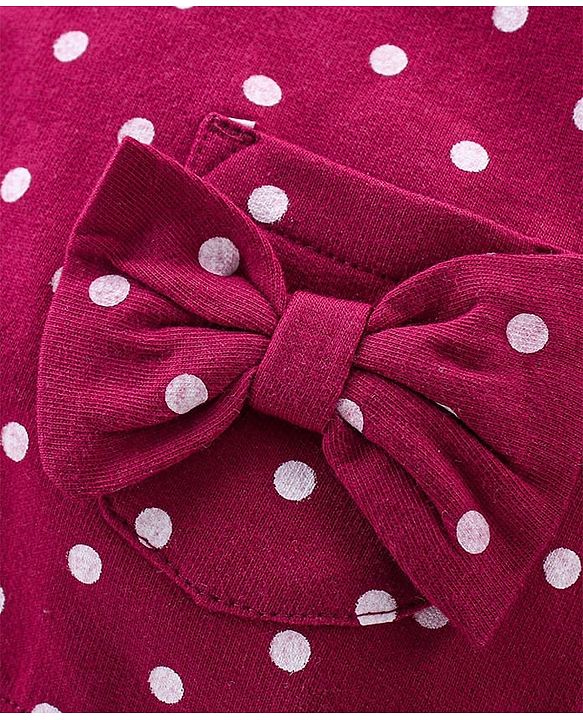 Babyhug Full Sleeves Front Open Sweatjacket with Hood Zipper & 3D Appplique Polka Dot Print -  Maroon