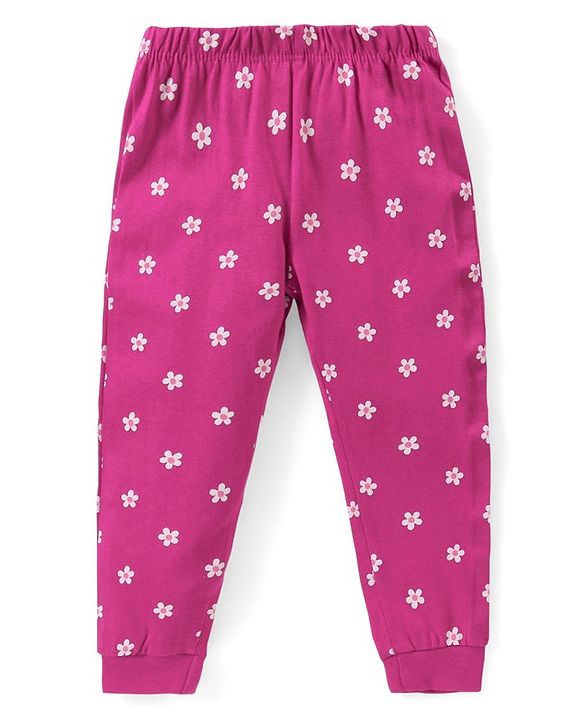 Babyhug Cotton Knit Half Sleeves Bunny Print Night Suit - Purple