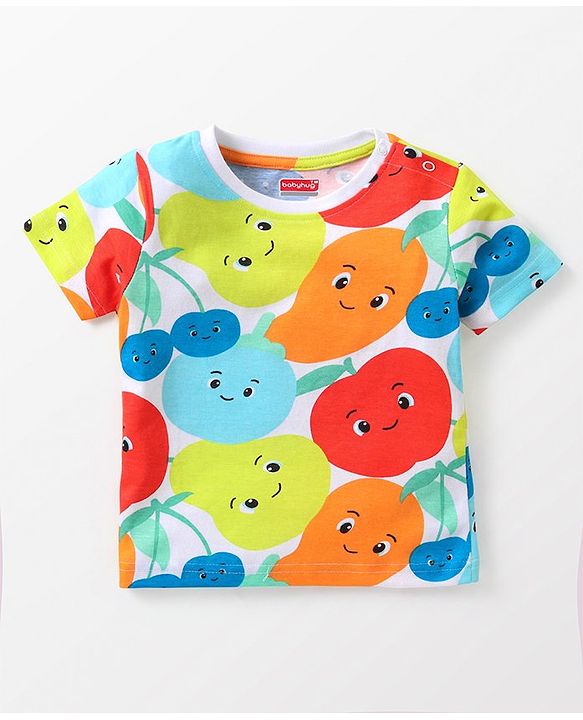 Babyhug Cotton Half Sleeves Nightsuit With Fruit Print-Multicolor.