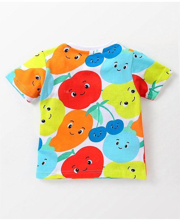 Babyhug Cotton Half Sleeves Nightsuit With Fruit Print-Multicolor.