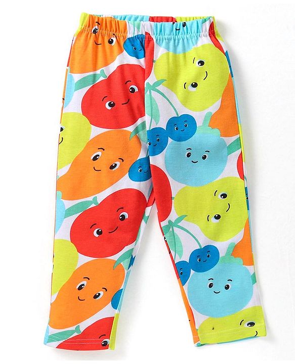 Babyhug Cotton Half Sleeves Nightsuit With Fruit Print-Multicolor.