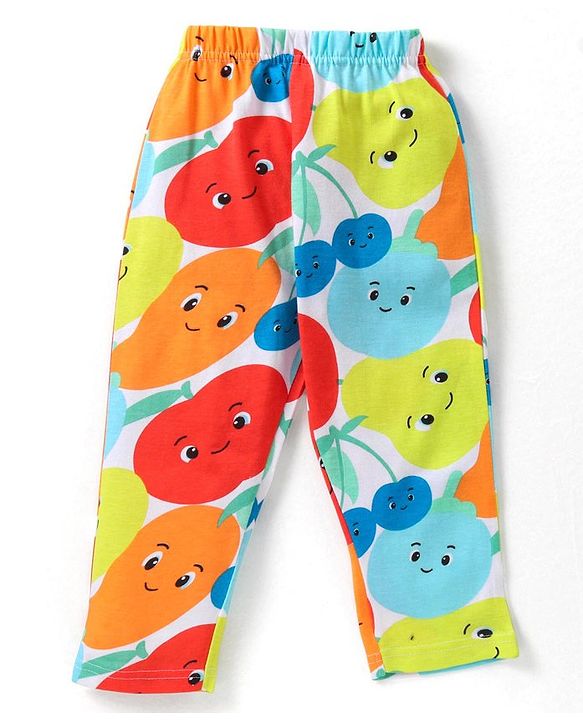 Babyhug Cotton Half Sleeves Nightsuit With Fruit Print-Multicolor.