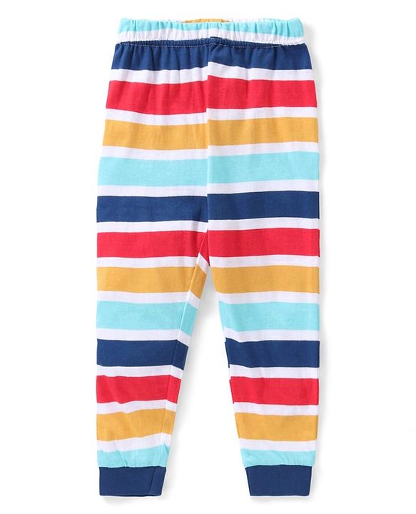 Babyhug Cotton Knit Half Sleeves Teddy Print Night Suit - Multicolour