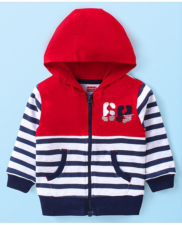 Babyhug Cotton Knit Full Sleeves Striped Hoodie With T-Shirt & Lounge Pants - Multicolor