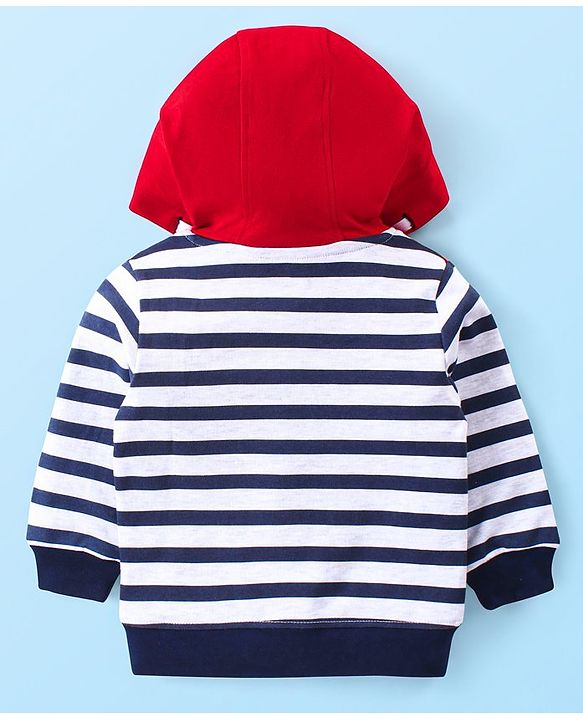 Babyhug Cotton Knit Full Sleeves Striped Hoodie With T-Shirt & Lounge Pants - Multicolor