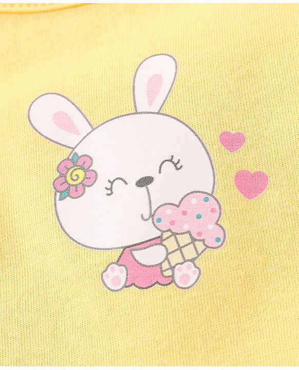 Babyhug 100% Cotton Sleeveless Slips Hearts Floral & Bunny Print Pack of 3 - Multicolour