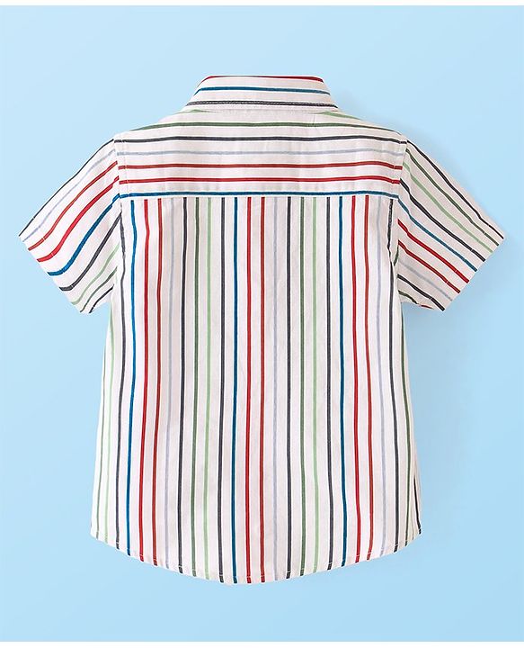 Babyhug Cotton Woven Half Sleeves Striped Shirt - Multicolour
