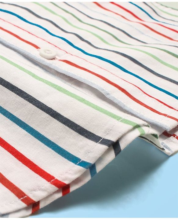 Babyhug Cotton Woven Half Sleeves Striped Shirt - Multicolour