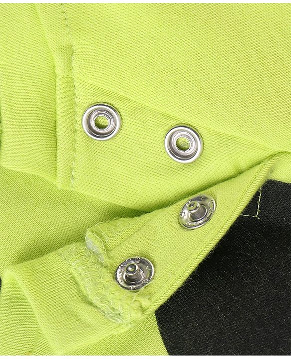 Babyhug Disney Interlock Cotton Knit Half Sleeves Romper with Cap & Mickey Mouse Graphics - Green