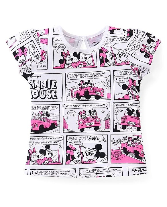 Babyhug Disney Cotton Knit Cap Sleeves Tops with Minnie Mouse Graphics Pack Of 3 - Multicolour