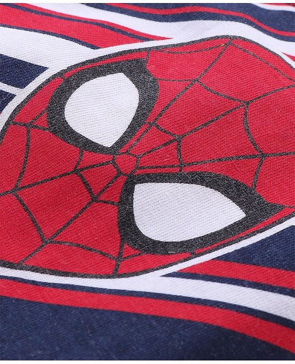 Babyhug Marvel Cotton Knit Half Sleeves T-shirt With Spiderman Graphics Pack of 3 - Red & Navy Blue