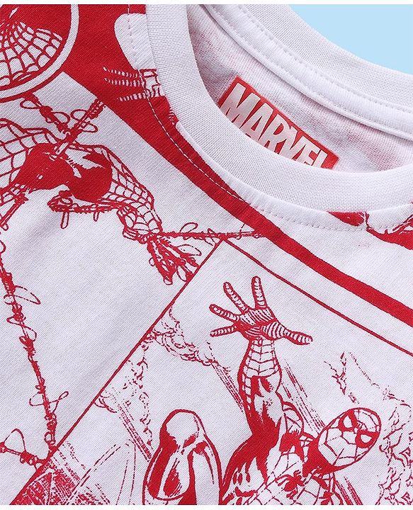 Babyhug Marvel Cotton Knit Half Sleeves T-shirt With Spiderman Graphics Pack of 3 - Red & Navy Blue
