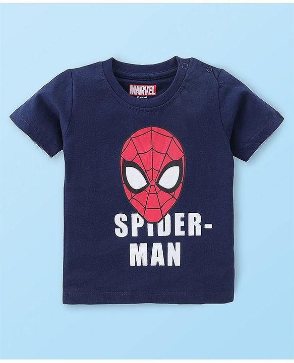 Babyhug Marvel Cotton Knit Half Sleeves T-shirt With Spiderman Graphics Pack of 3 - Red & Navy Blue