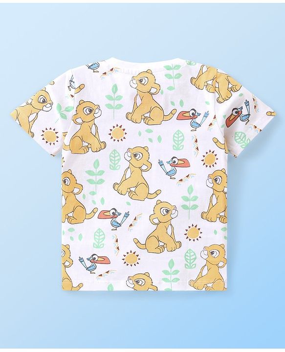 Babyhug Disney Cotton Half Sleeves T-Shirts With Lion King Graphics  Pack of 3 - Blue & White