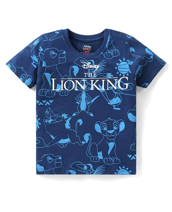 Babyhug Disney Cotton Half Sleeves T-Shirts With Lion King Graphics  Pack of 3 - Blue & White