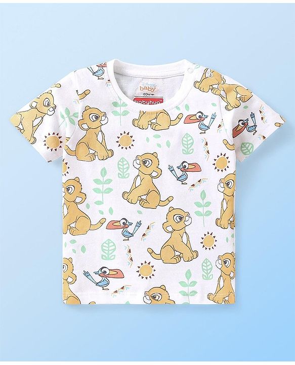 Babyhug Disney Cotton Half Sleeves T-Shirts With Lion King Graphics  Pack of 3 - Blue & White