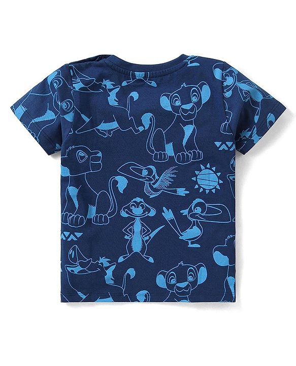 Babyhug Disney Cotton Half Sleeves T-Shirts With Lion King Graphics  Pack of 3 - Blue & White