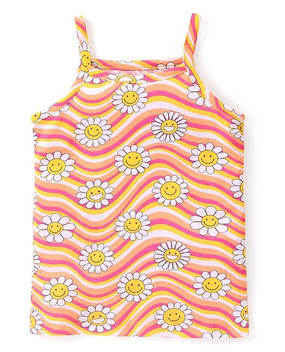 Babyhug 100% Cotton Knit Sleeveless Slip with Floral and Polka Dots Print Pack of 3 - Multicolor