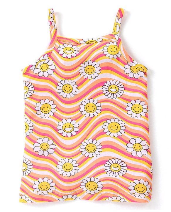 Babyhug 100% Cotton Knit Sleeveless Slip with Floral and Polka Dots Print Pack of 3 - Multicolor
