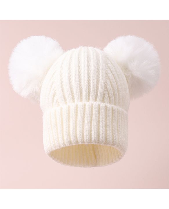 Pine Kids Cable Knit Design Woollen Cap with Pom Pom - Dark Pink