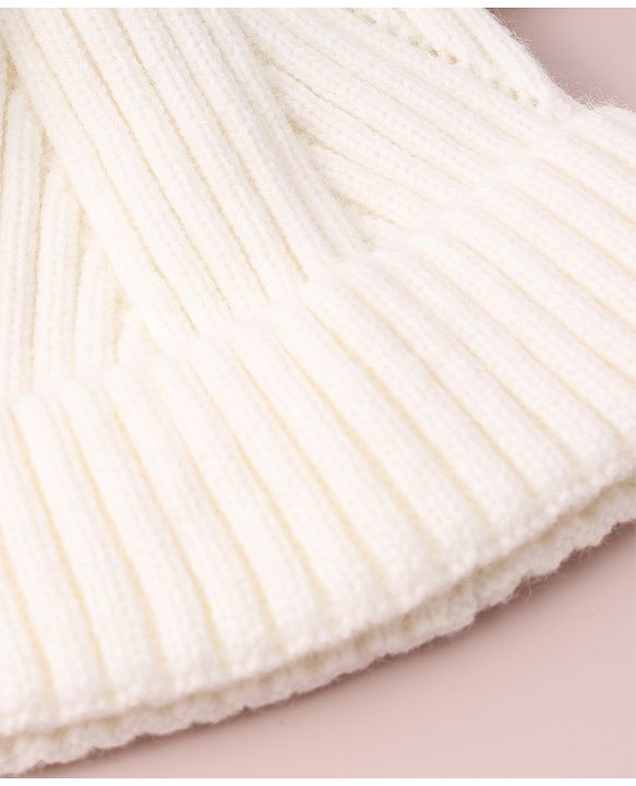 Pine Kids Cable Knit Design Woollen Cap with Pom Pom - Dark Pink