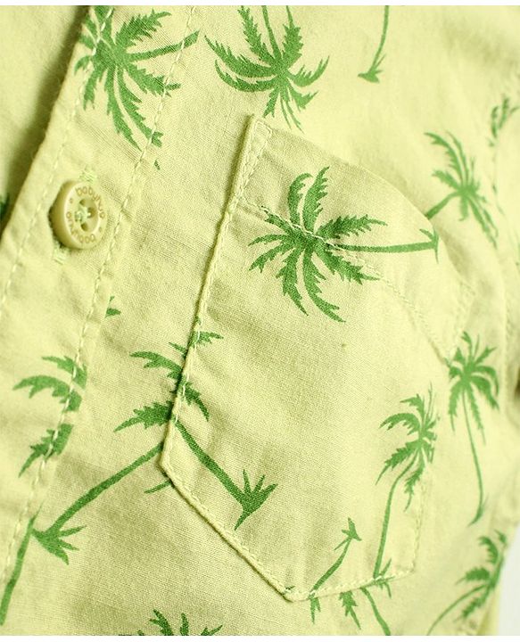 Babyhug Cotton Woven Half Sleeves Shirt with Tree Print - Green
