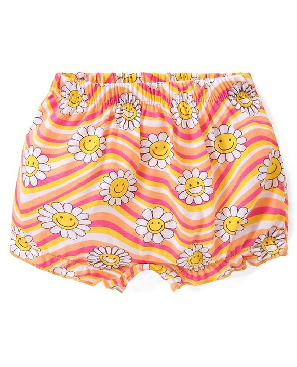 Babyhug 100% Cotton Knit Bloomers with Polka Dots & Floral Print  Pack of 3 - Multicolour
