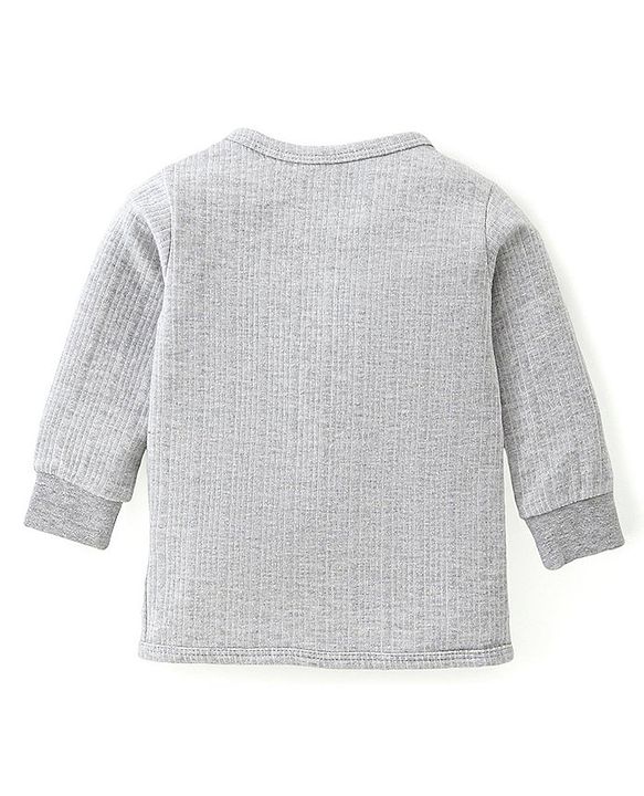 Babyhug Cotton Blend Full Sleeves Front Open Solid Color Thermal Vests Pack Of 2 - Grey