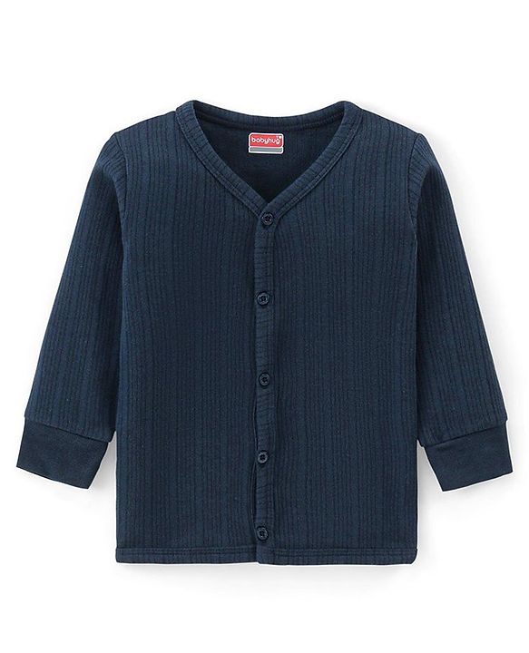 Babyhug Full Sleeves Front Open Solid Colour Thermal Vests Pack of 2 - Red & Navy