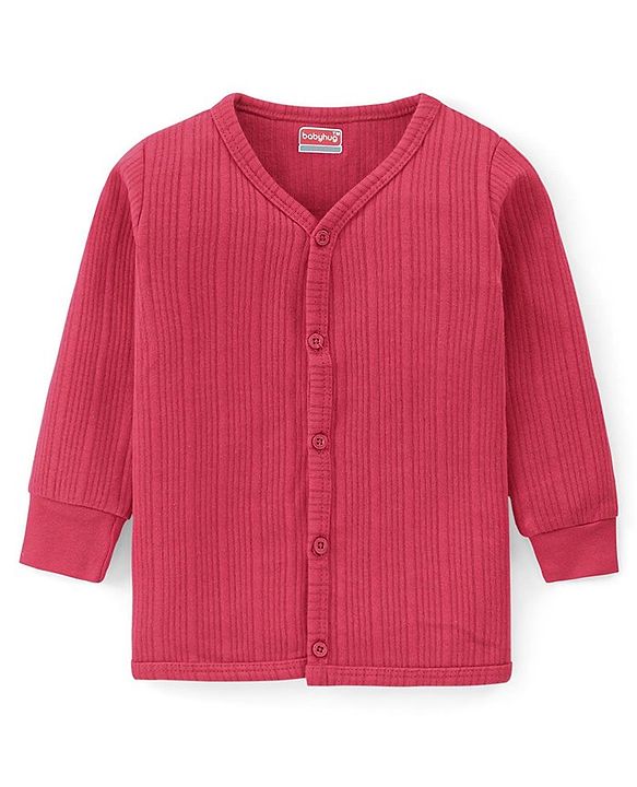 Babyhug Full Sleeves Front Open Solid Colour Thermal Vests Pack of 2 - Red & Navy