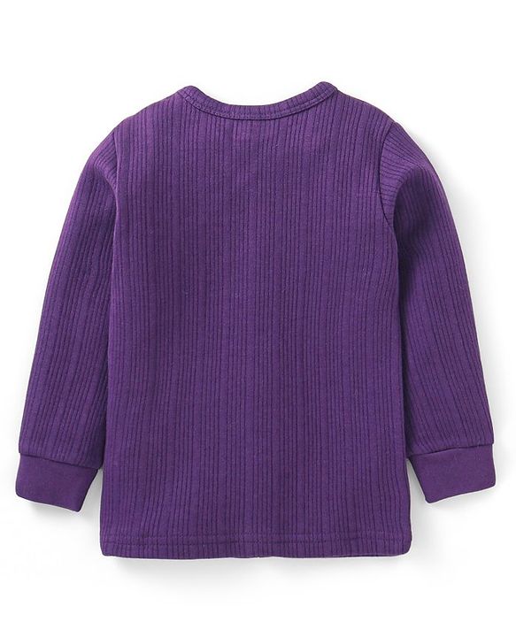Babyhug Full Sleeves Front Open Solid Colour Thermal Vests Pack of 2 - Brown & Purple