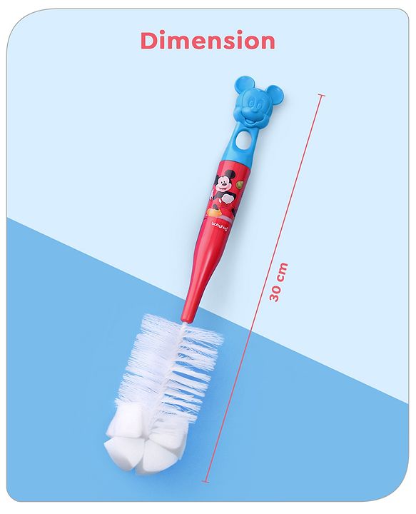 Babyhug Disney Bottle Cleaning Brush with Mickey Mouse Print - Red