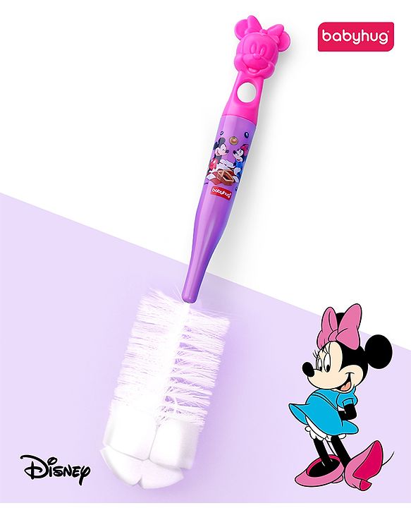 Babyhug Disney Bottle Cleaning Brush with Mickey Mouse Print - Red