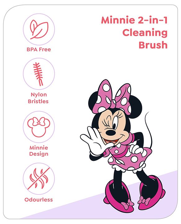 Babyhug Disney Bottle Cleaning Brush with Mickey Mouse Print - Red